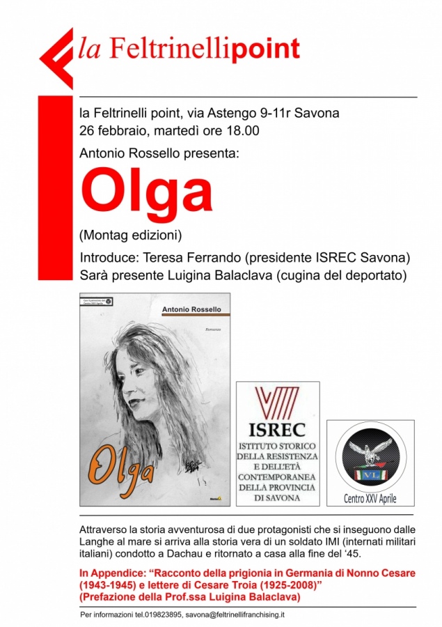 Antonio Rossello presenta: Olga la Feltrinelli point, 6 febbraio, martedì h 18.00